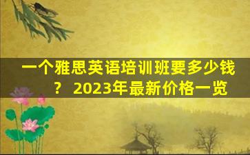 一个雅思英语培训班要多少钱？ 2023年最新价格一览